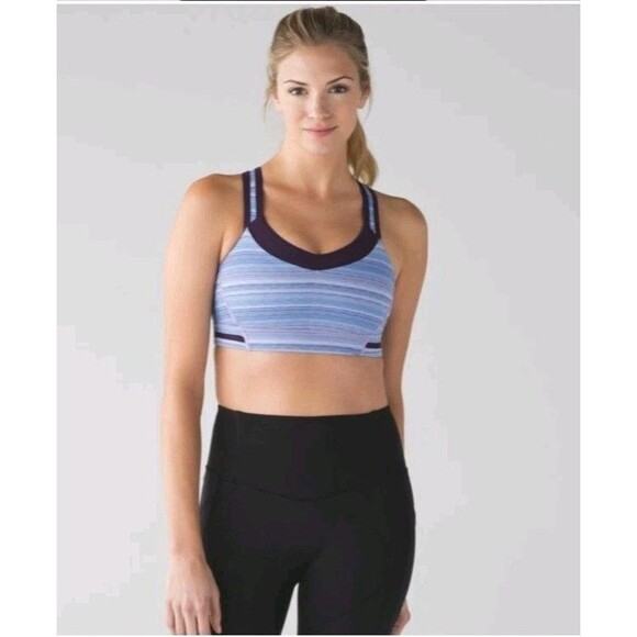 Lululemon Rack Pack Sports Bra Wave Twist Lilac Caspian Blue Deep Zinfandel Sz 6 - Picture 1 of 9